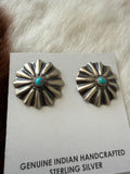 Sterling Silver & Turquoise Concho Earrings