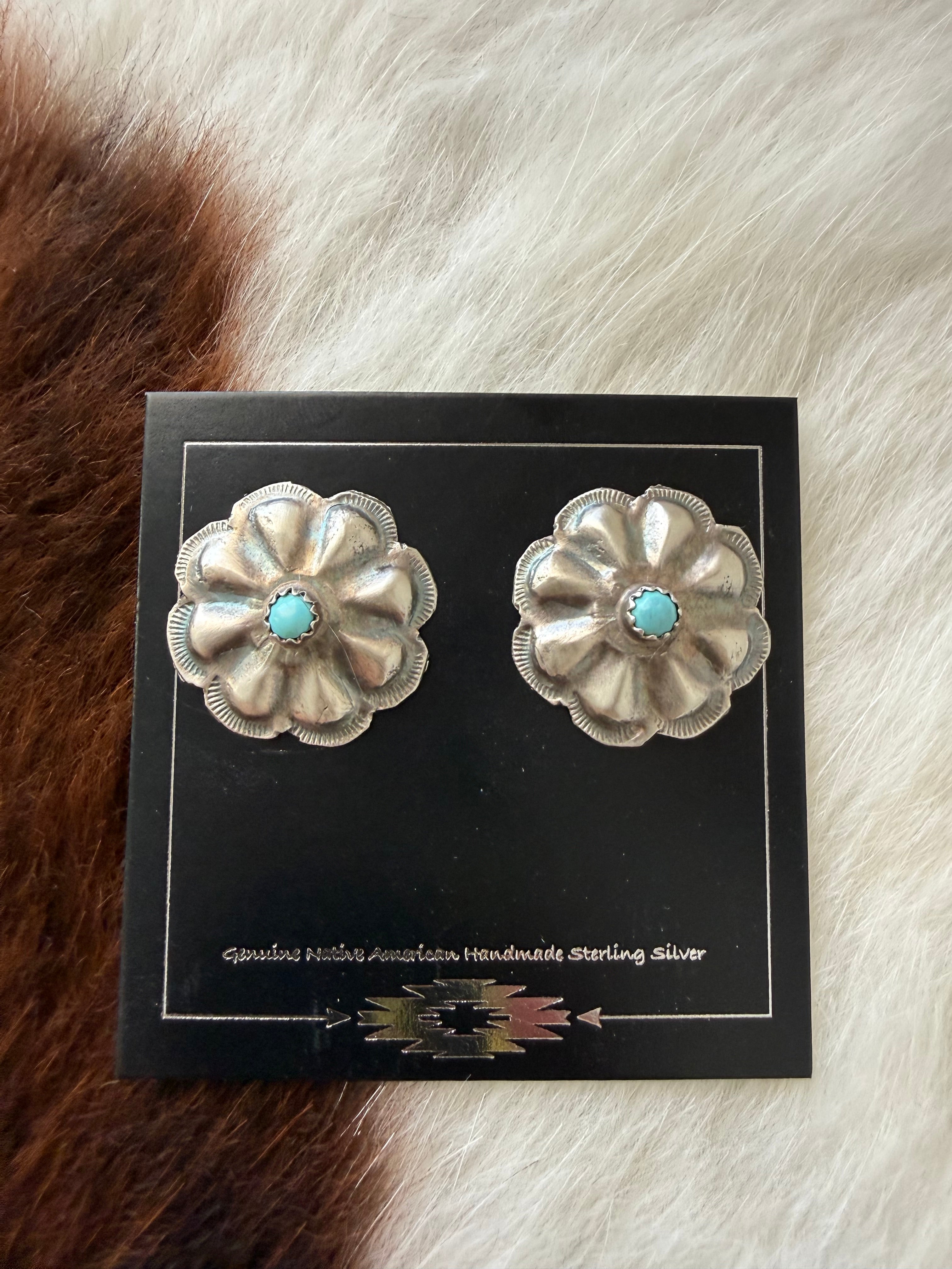 Silver & Turquoise Concho earrings