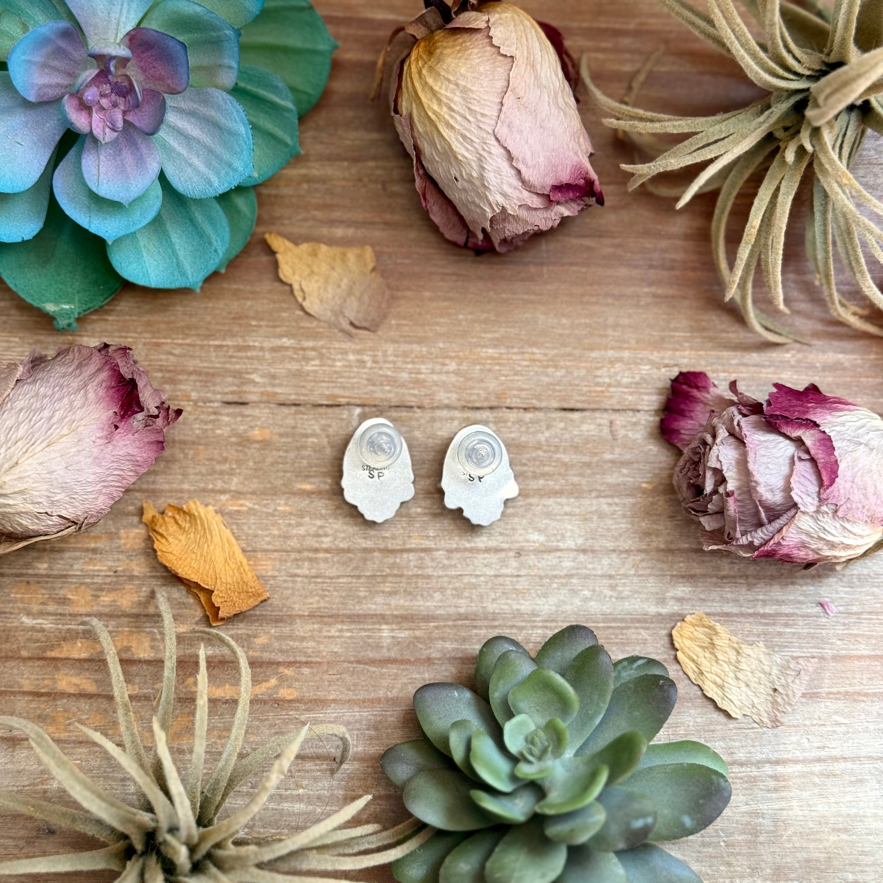 34 - Sterling Silver Dry Creek Turquoise Stud Earrings by Shay Pfeiffer