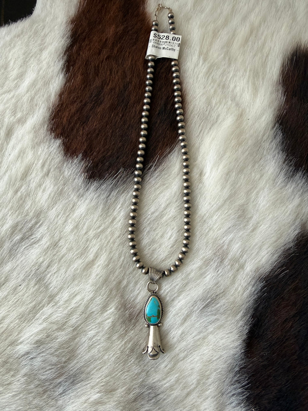 Sonoran turquoise pendant with pearls