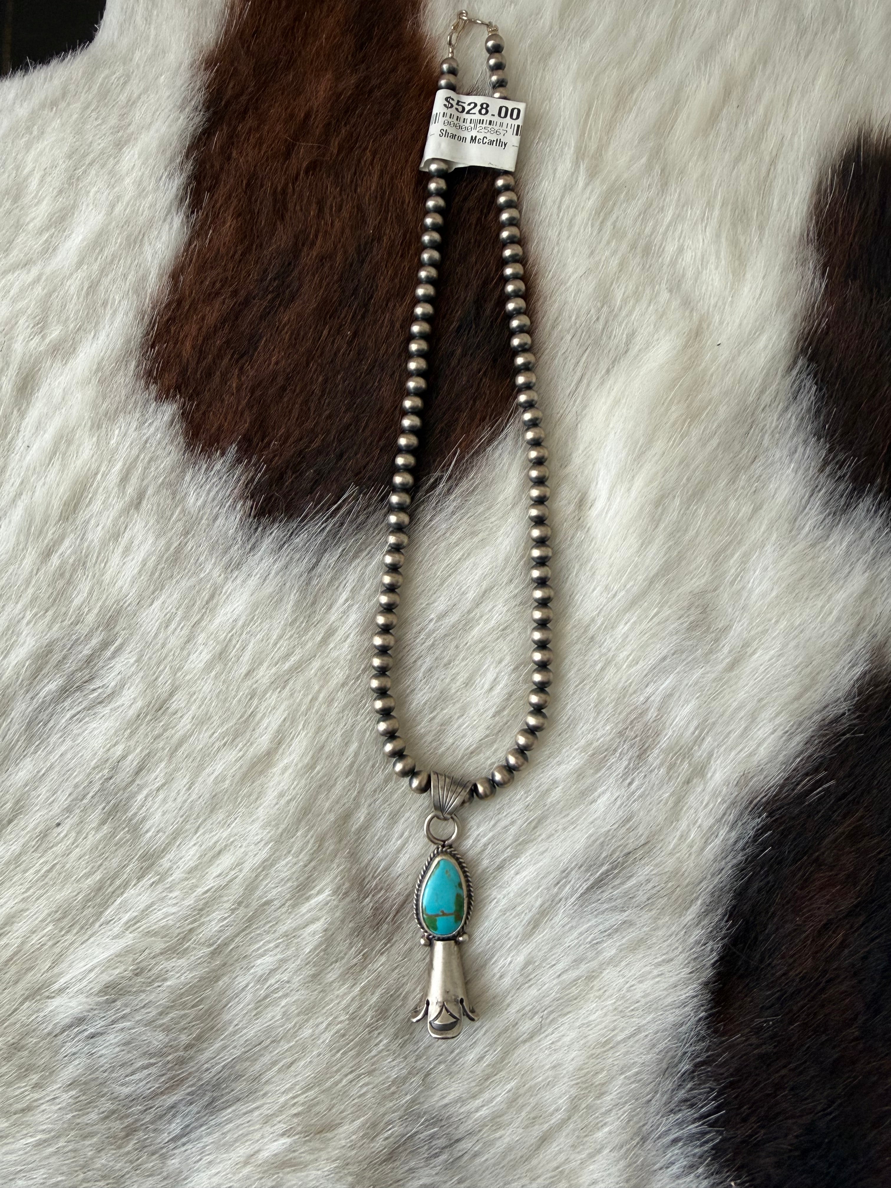 Sonoran turquoise pendant with pearls