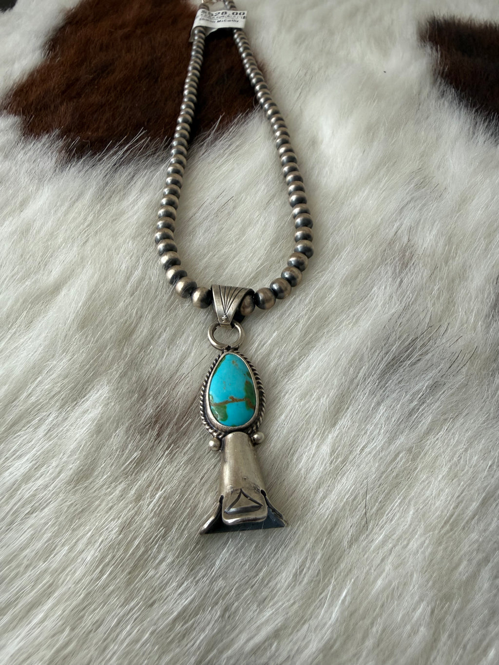 Sonoran turquoise pendant with pearls