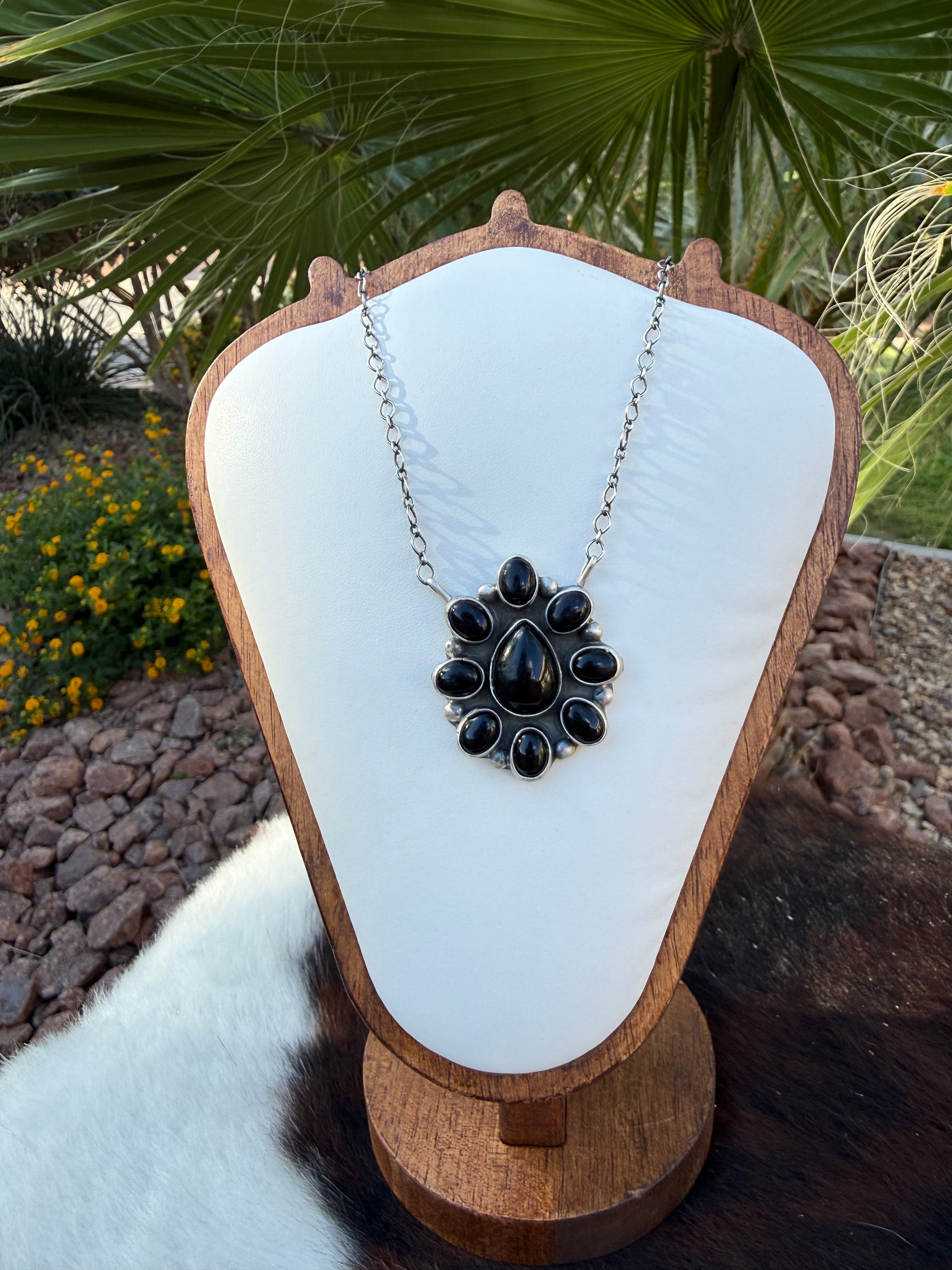 Ella Peter Onyx Cluster Necklace