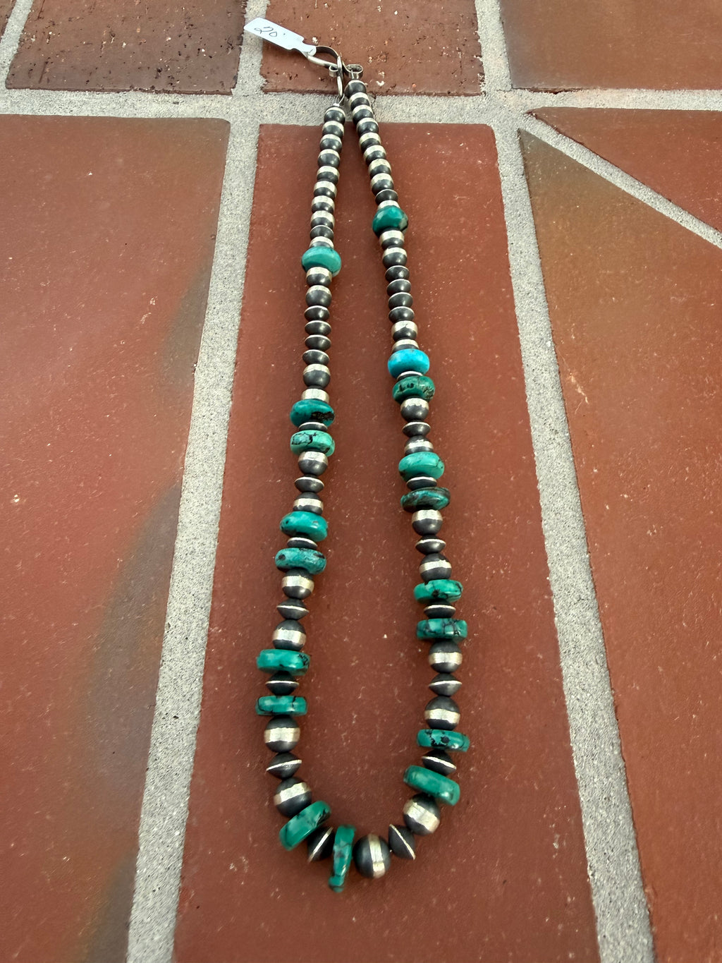 Turquoise disc & pearl strand