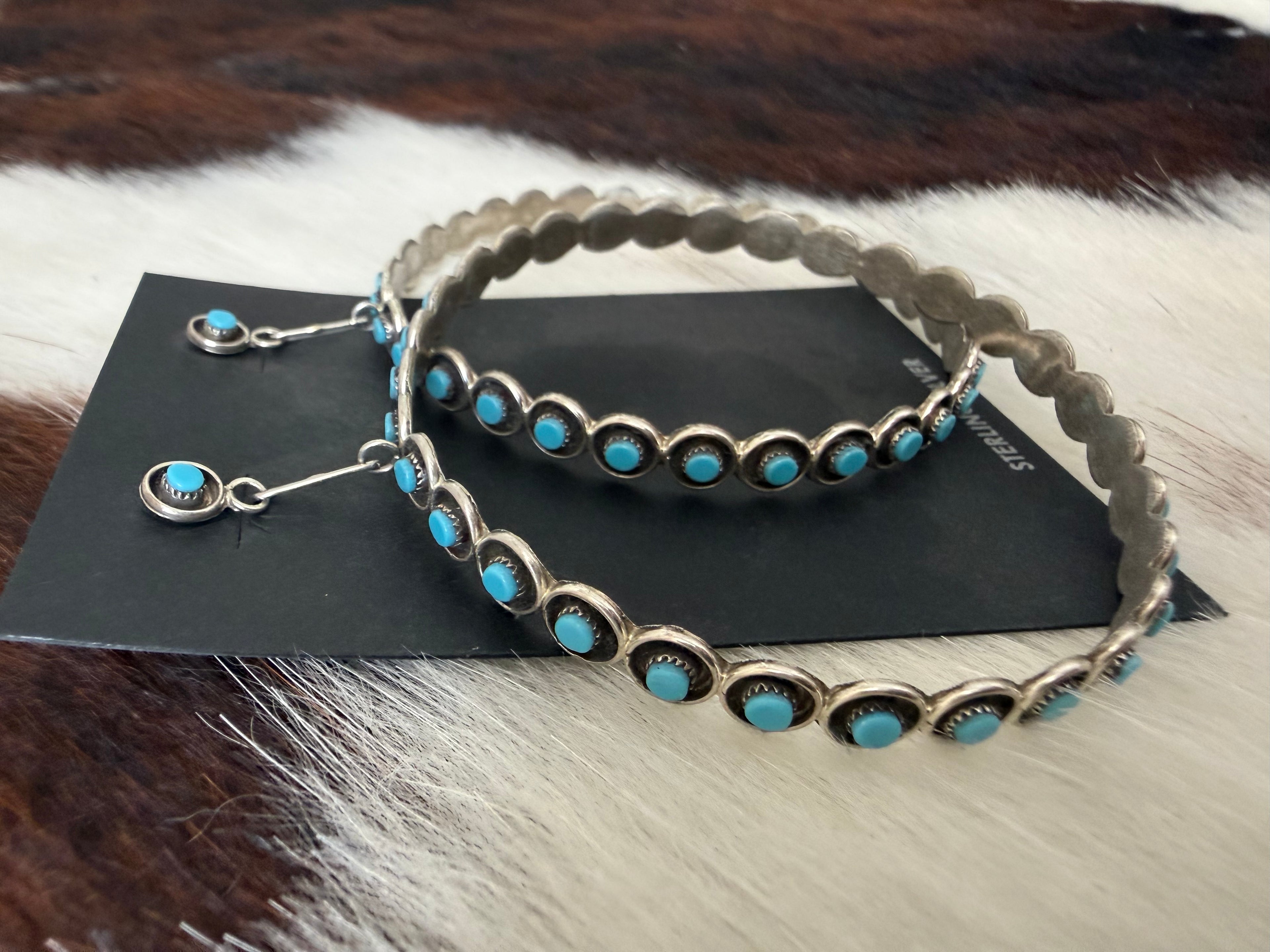 Zuni Turquoise Hoops