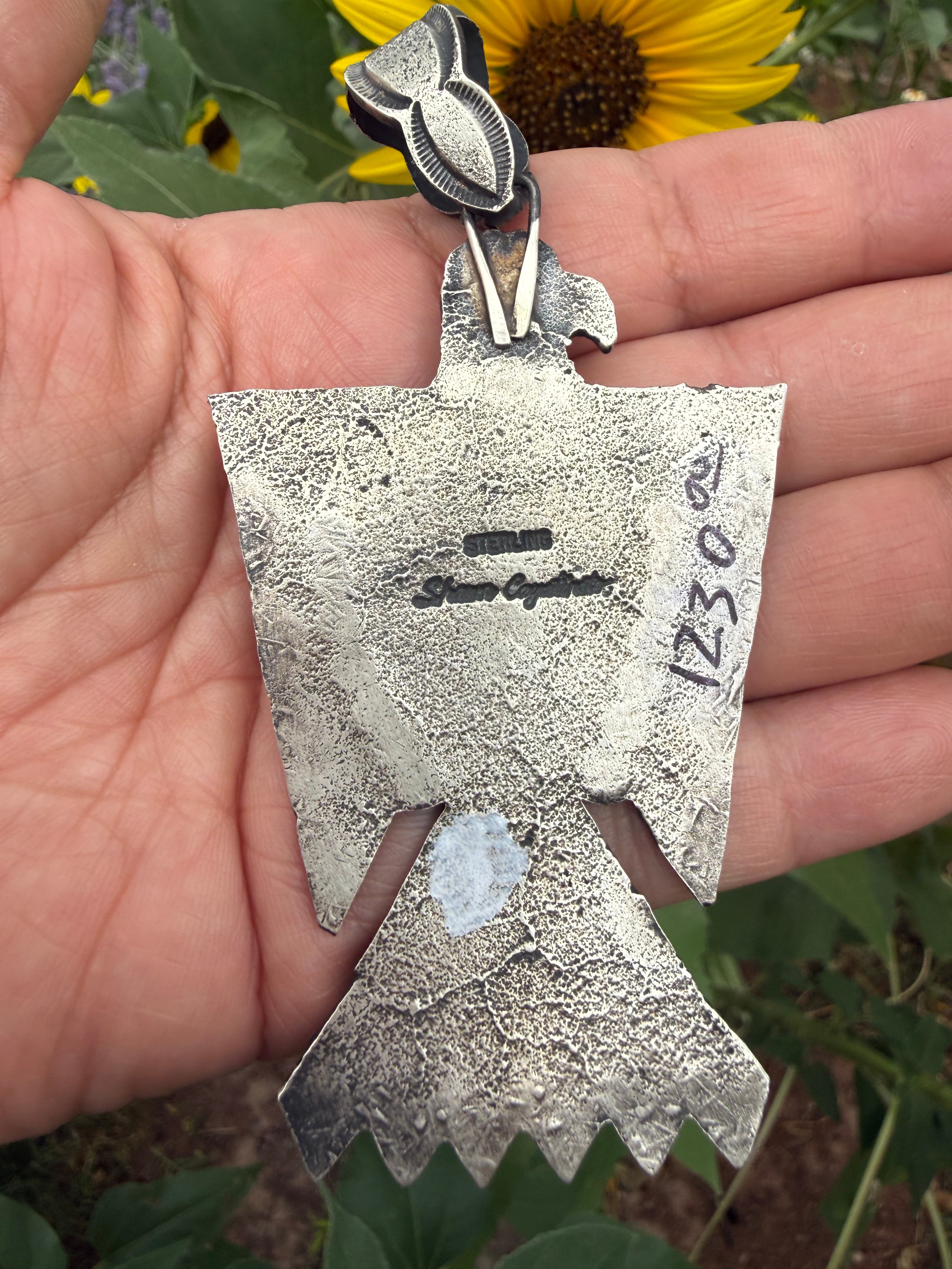 Palomino & Coral Thunderbird pendant