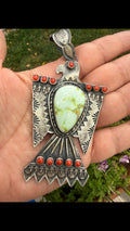 Palomino & Coral Thunderbird pendant