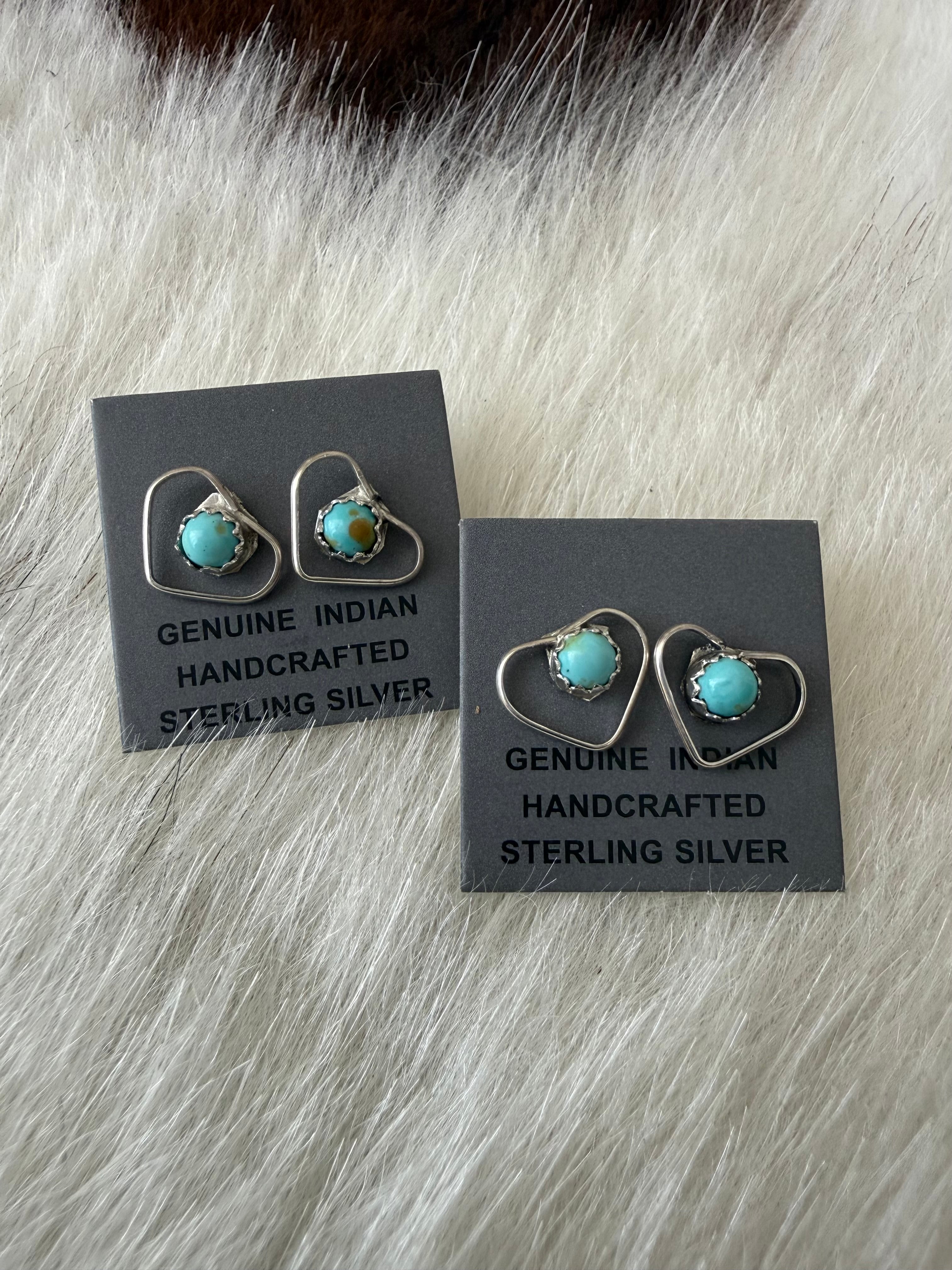 Heart turquoise studs