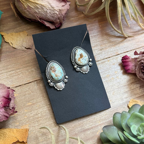 30 - Sterling Silver Dry Creek Turquoise Stud Earrings, Artist Shay Pfeiffer