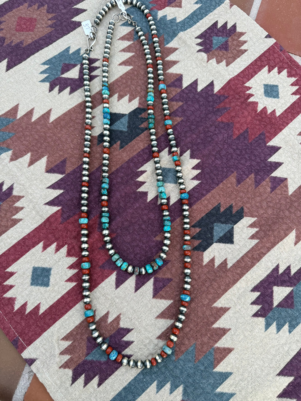 Coral and Turquoise pearl strand ￼