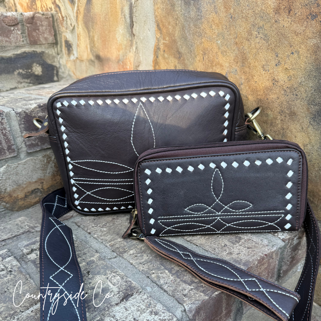 Boot Stitch Genuine Leather Purse