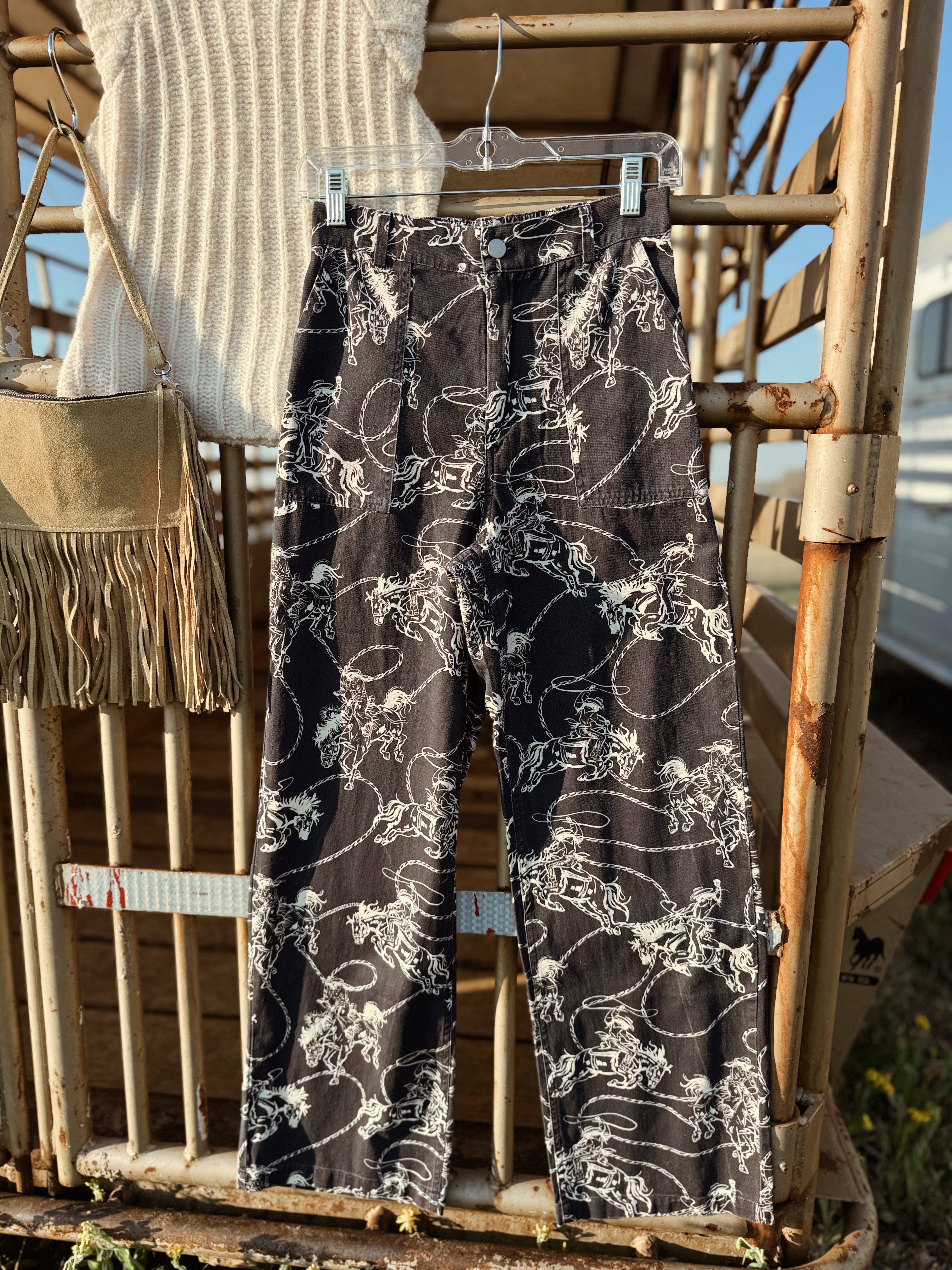 The Catching Cowboys Western Print Pants