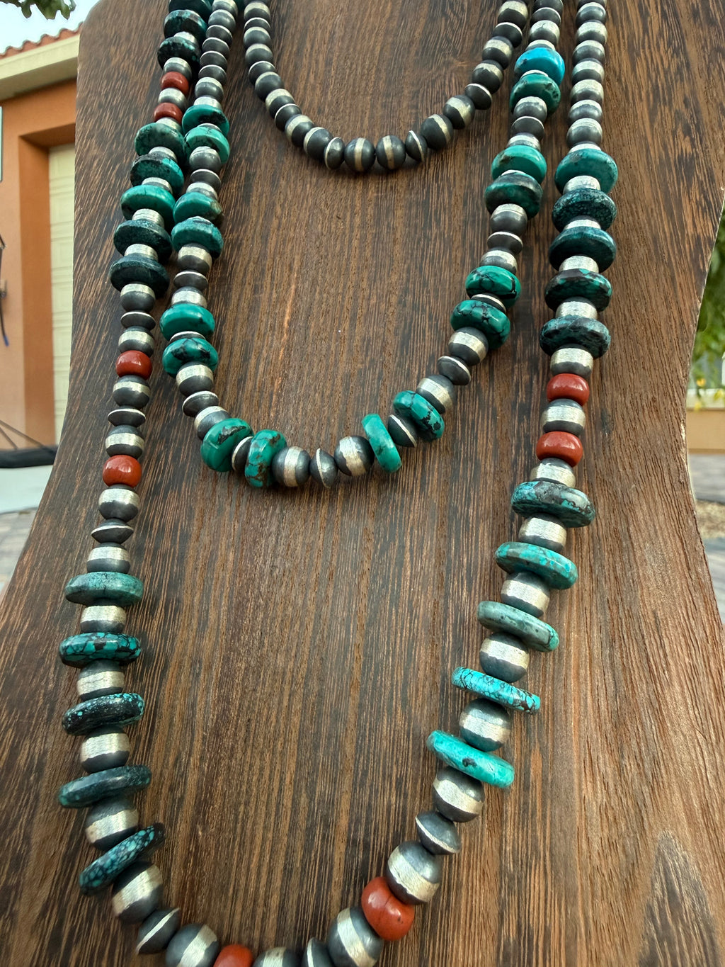 Coral & Turquoise disc strand