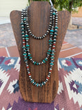 Turquoise disc & pearl strand