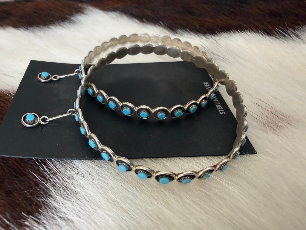 Zuni Turquoise Hoops