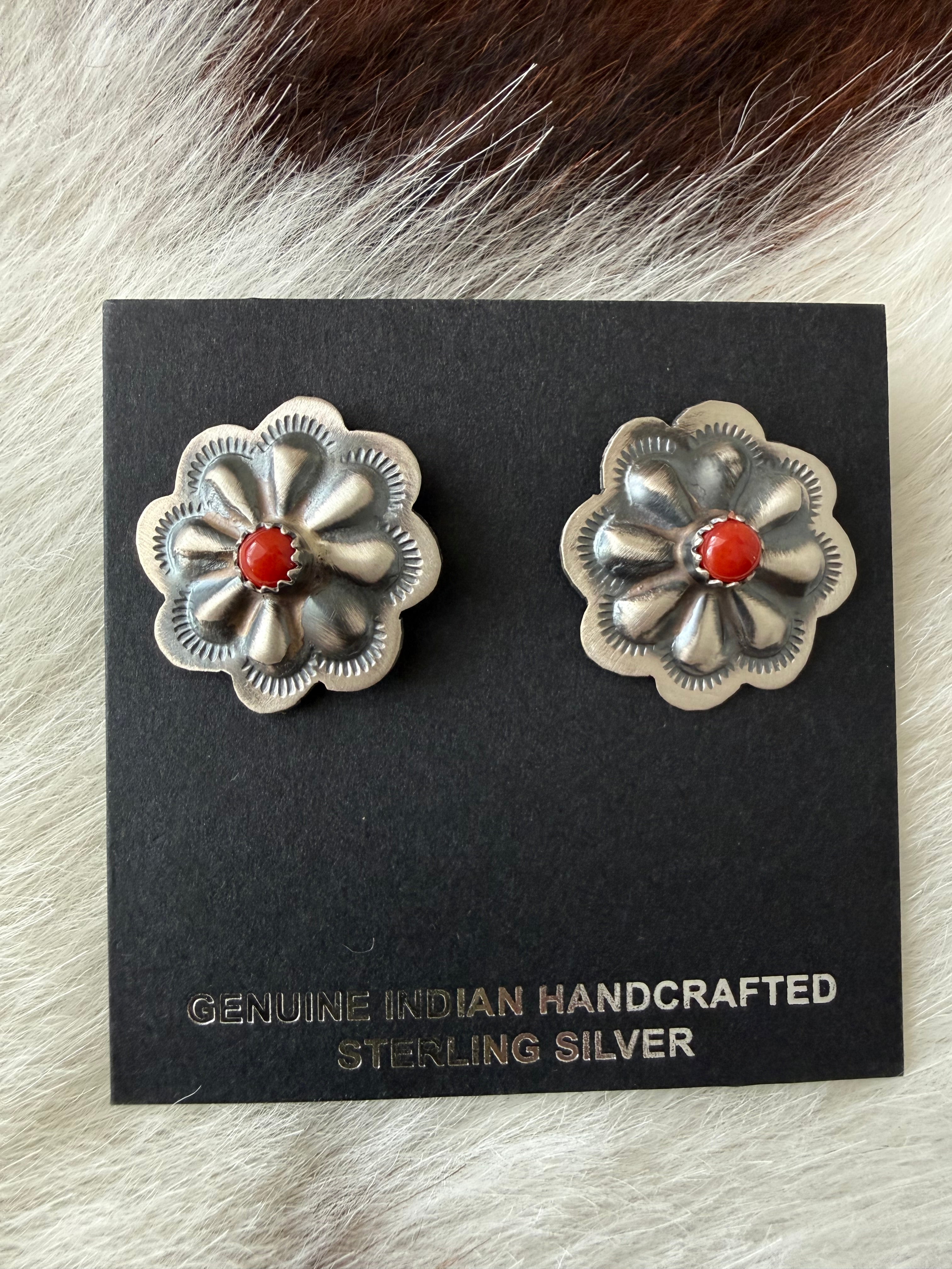 Coral Concho Earrings
