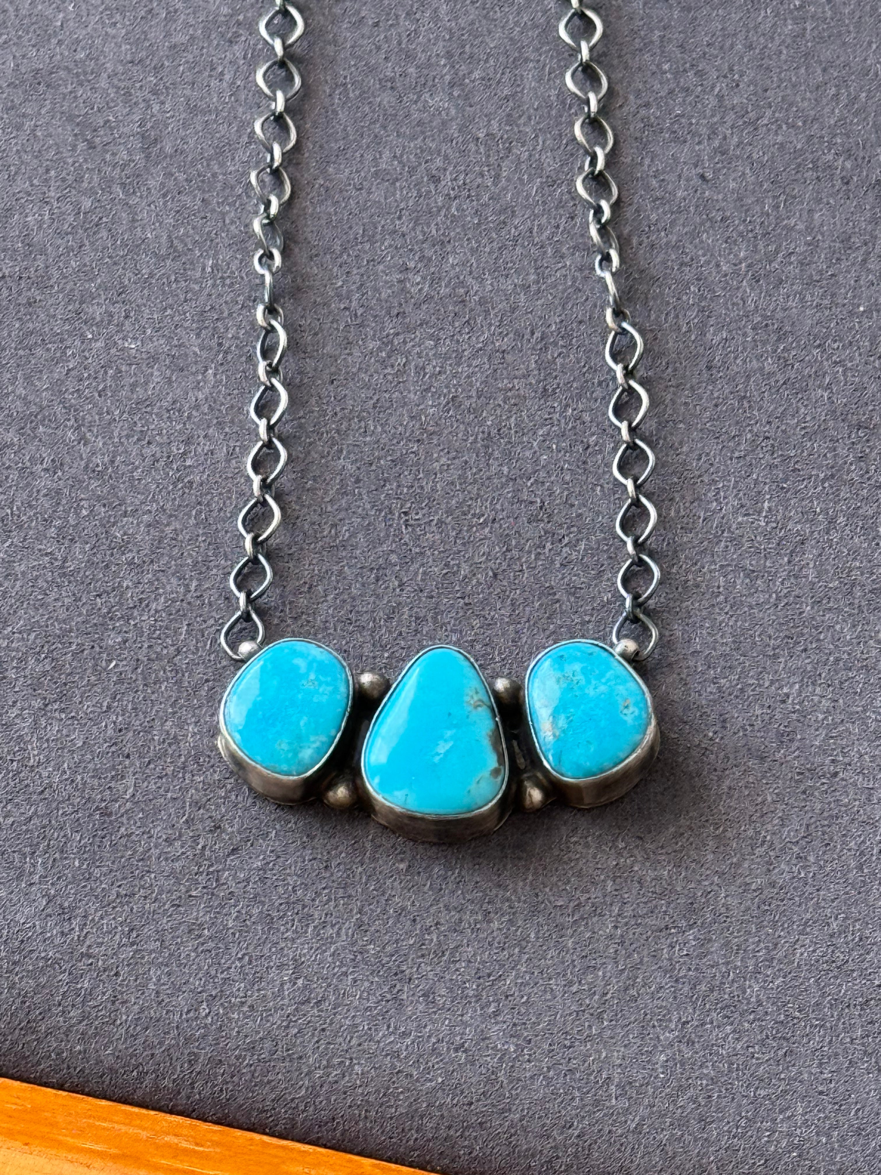 Three Stone Turquoise necklace