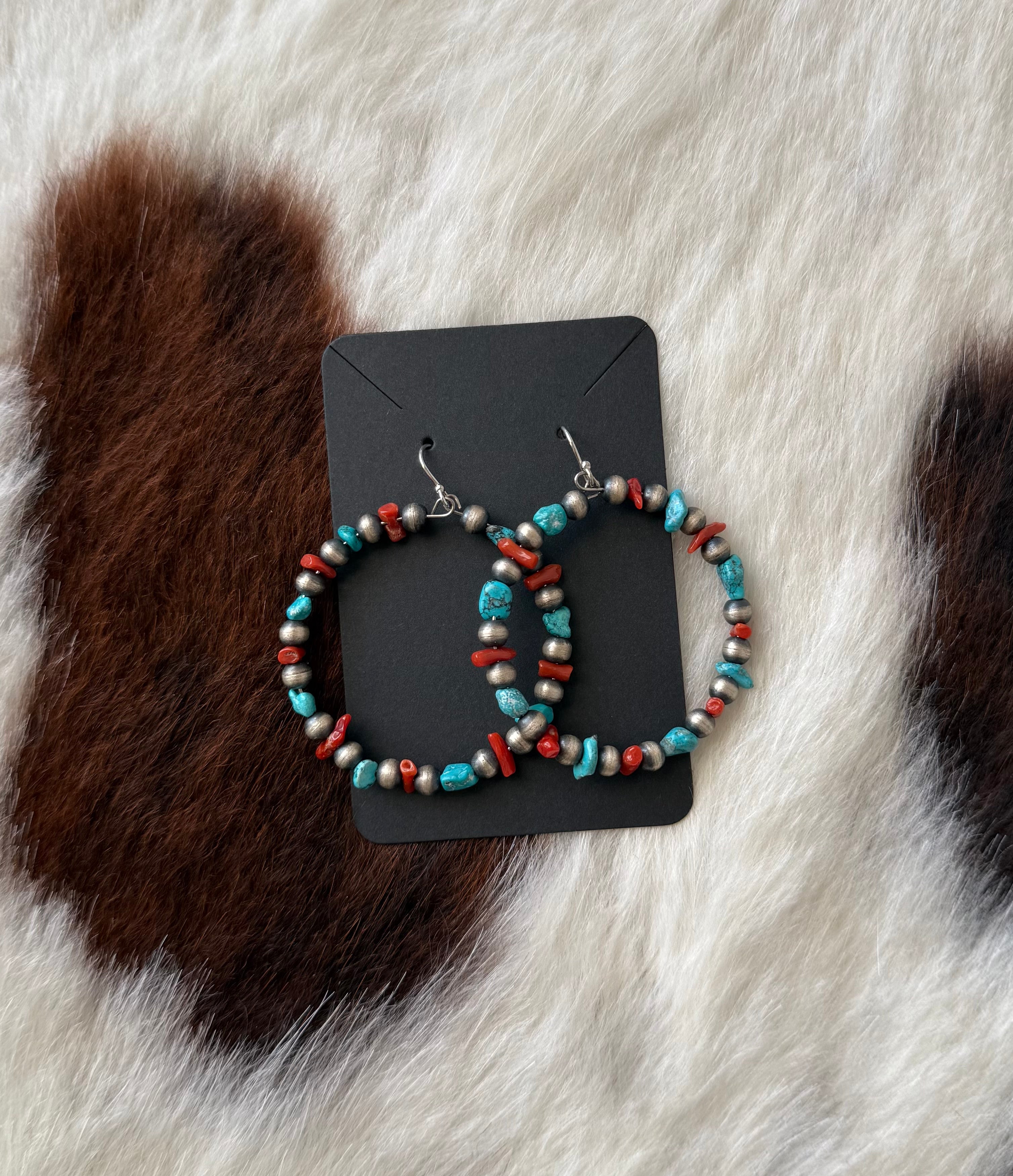 Chimney Butte Coral & Turquoise Hoops