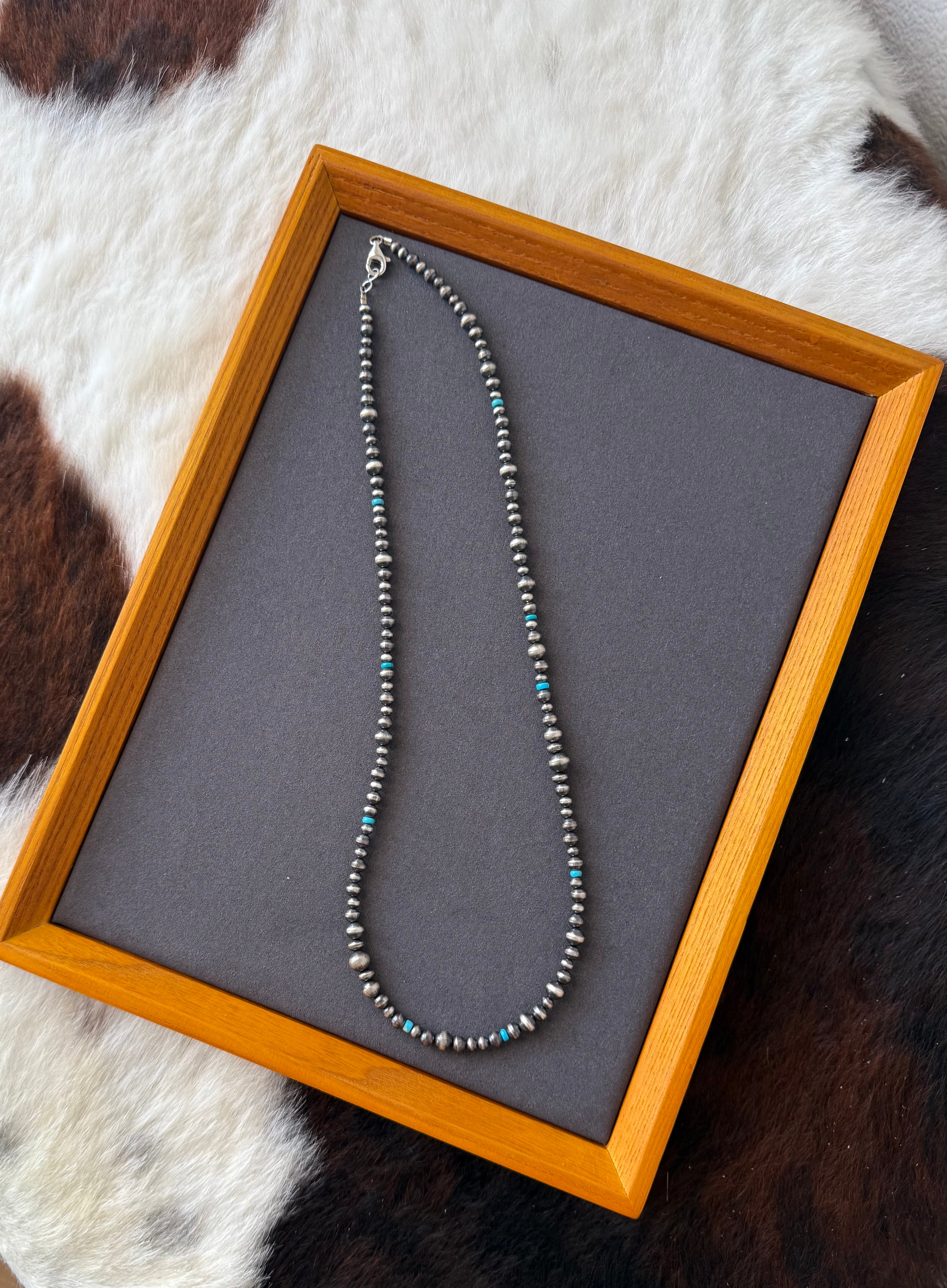 Sterling Pearl necklace with Turquoise