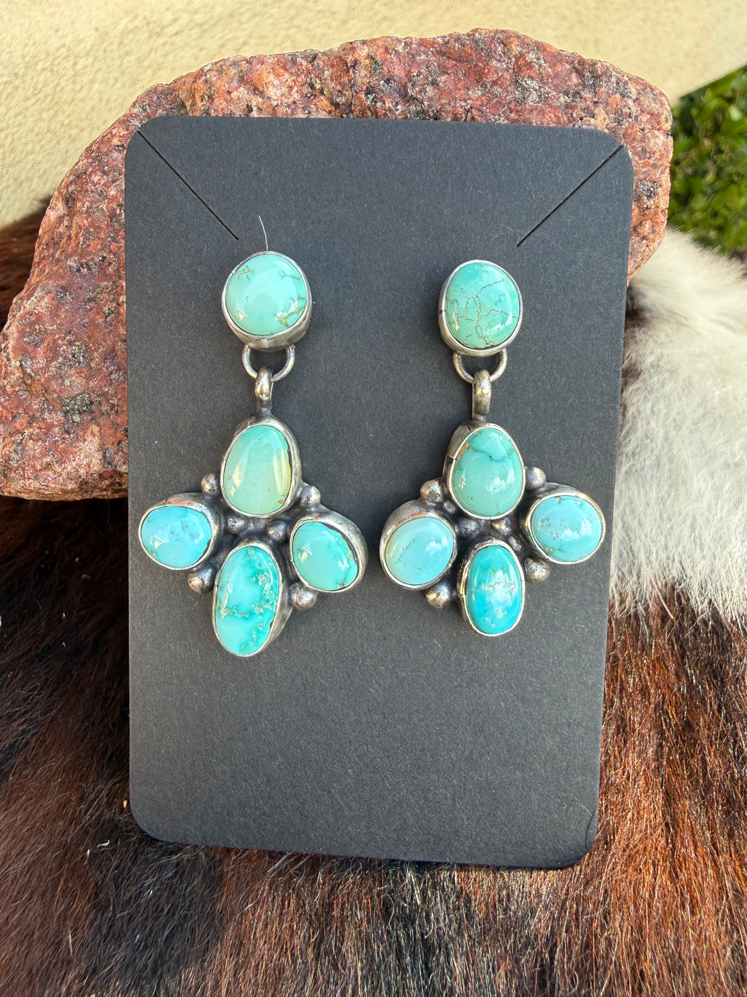 Fox turquoise dangle earrings