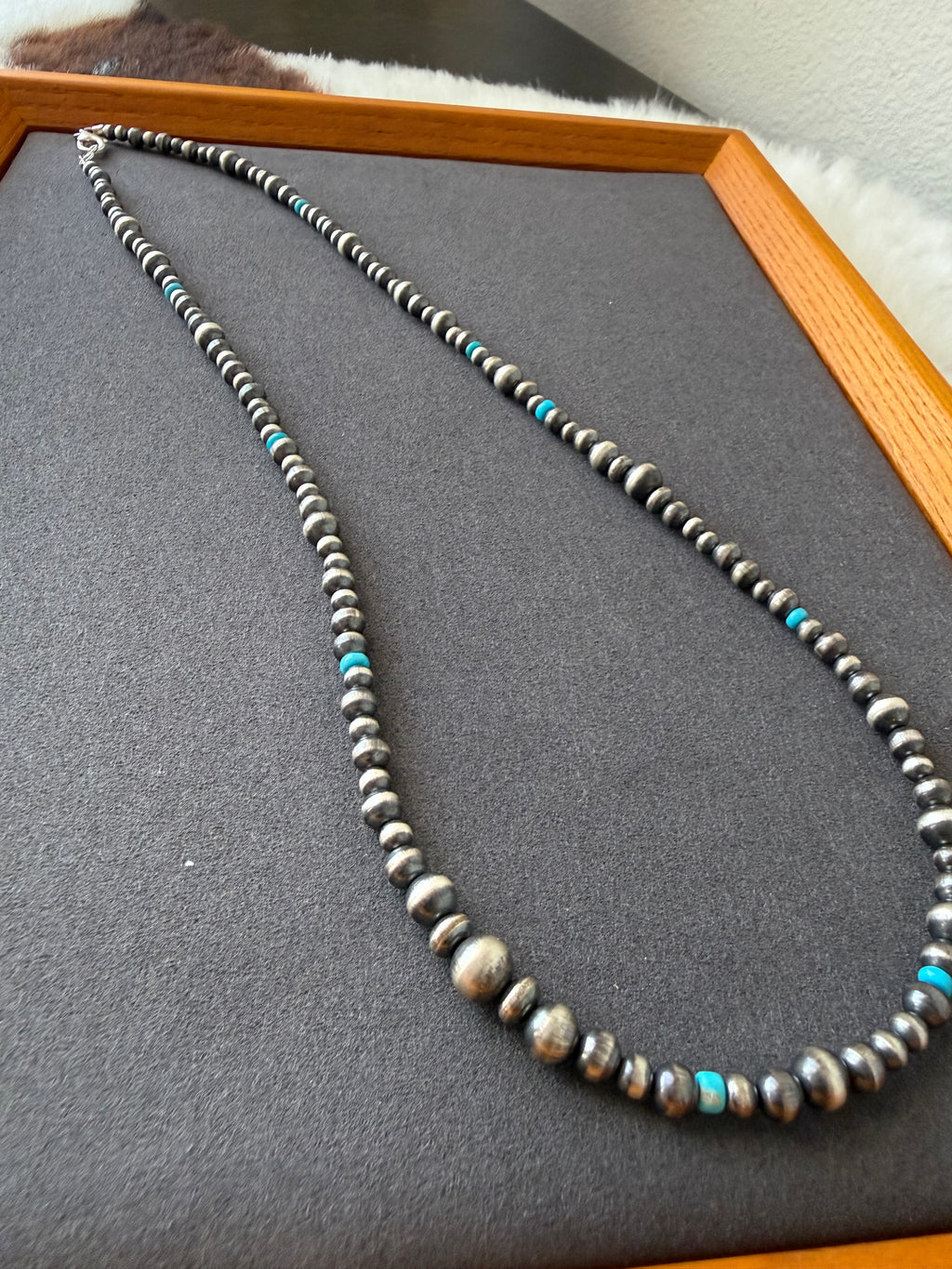 Sterling Pearl necklace with Turquoise