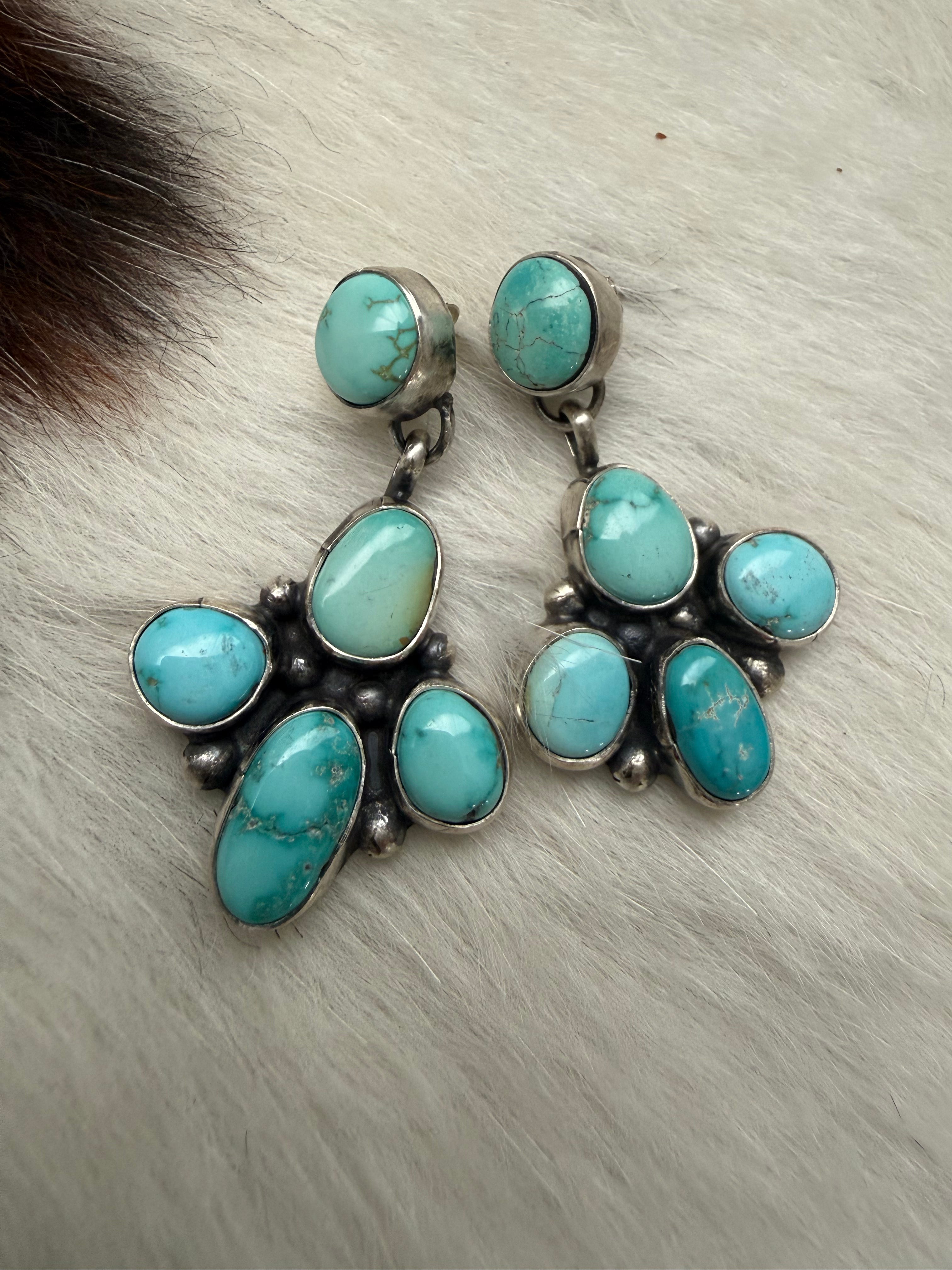 Fox turquoise dangle earrings