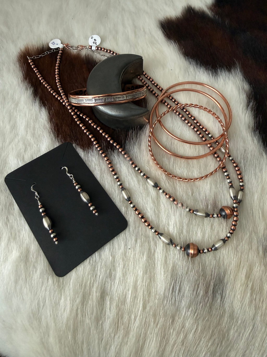 Copper and Silver Dangle earrings