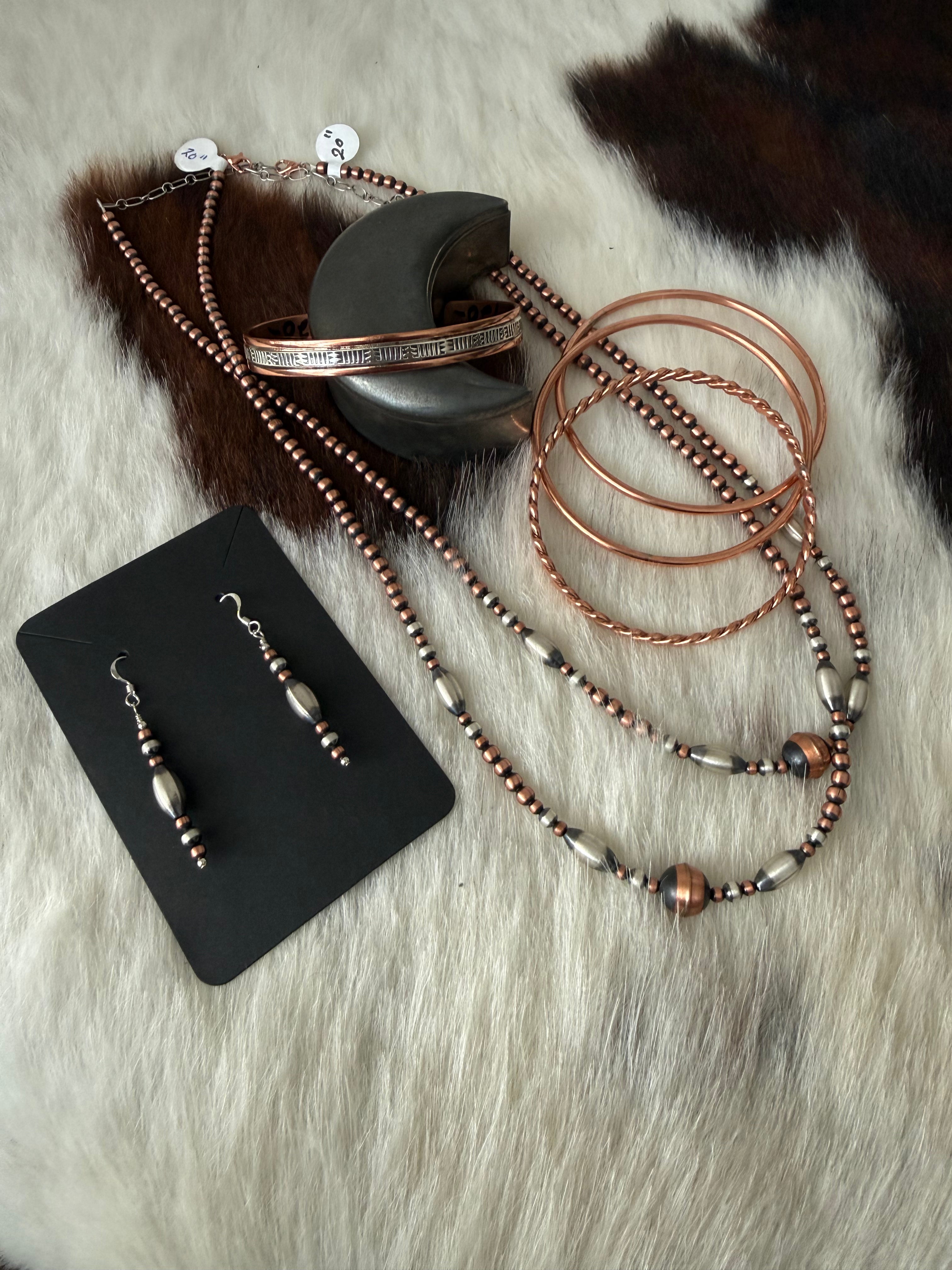 Copper and Silver Dangle earrings