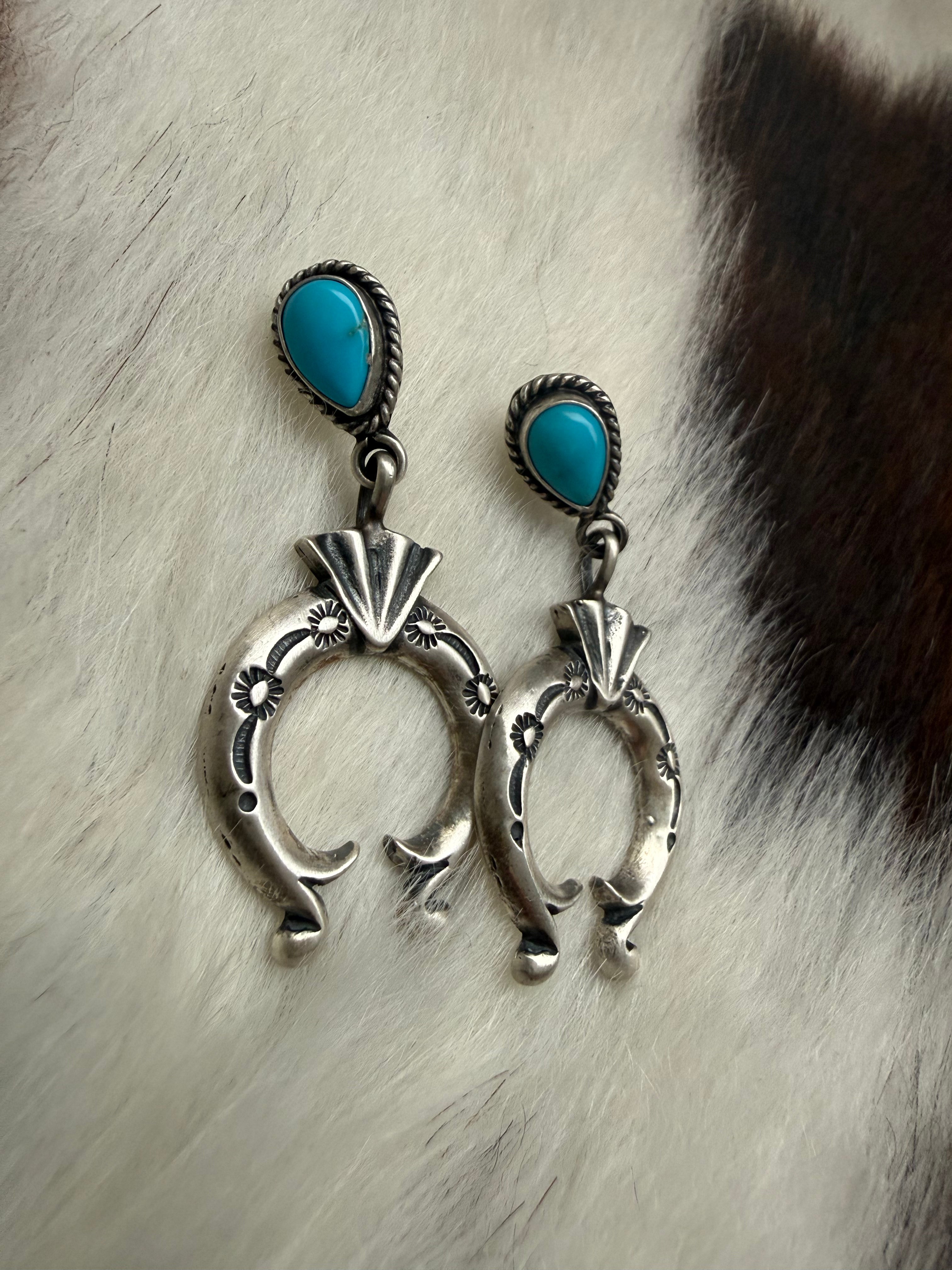 Turquoise dangle Naja earrings