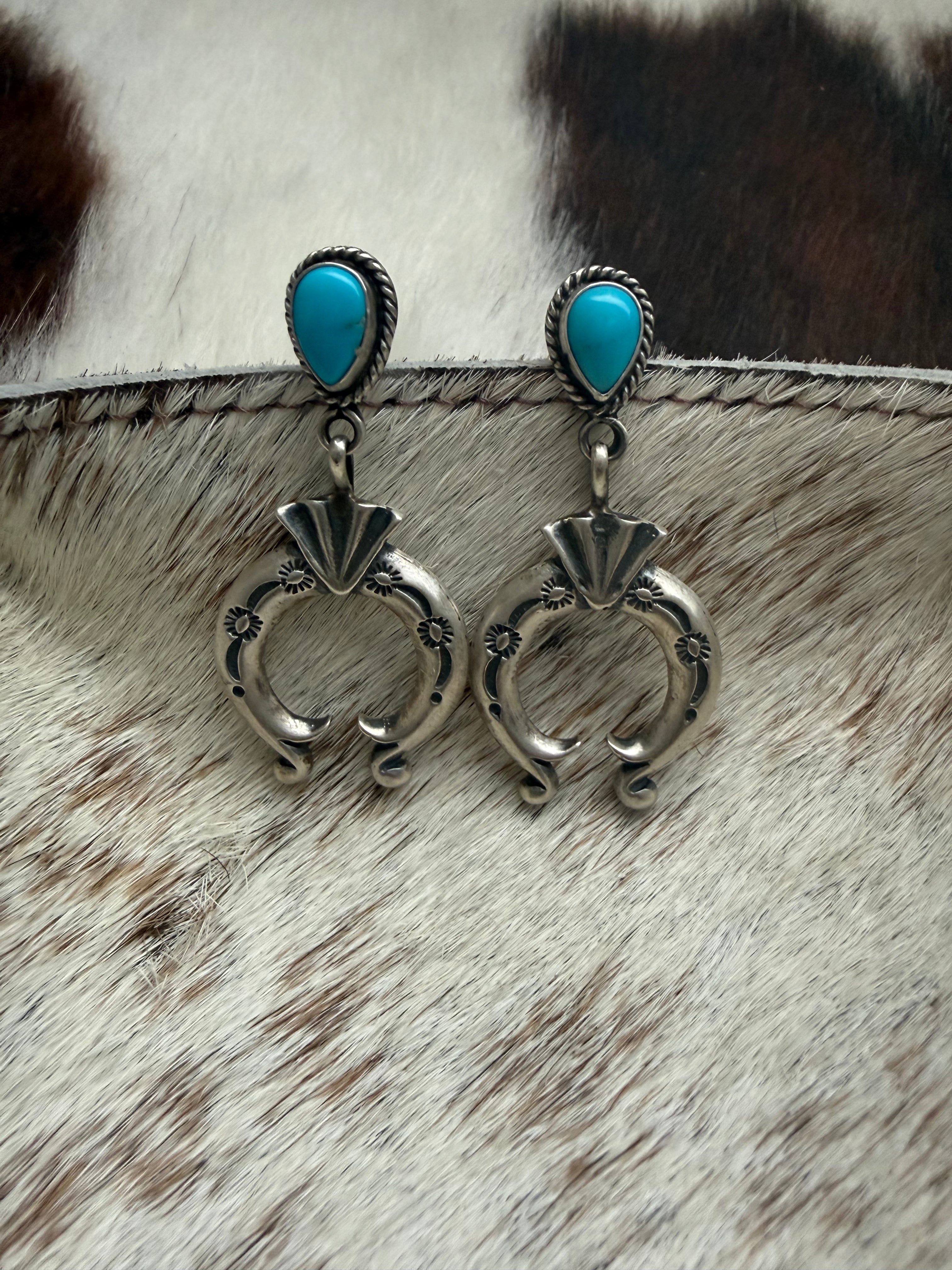 Turquoise dangle Naja earrings