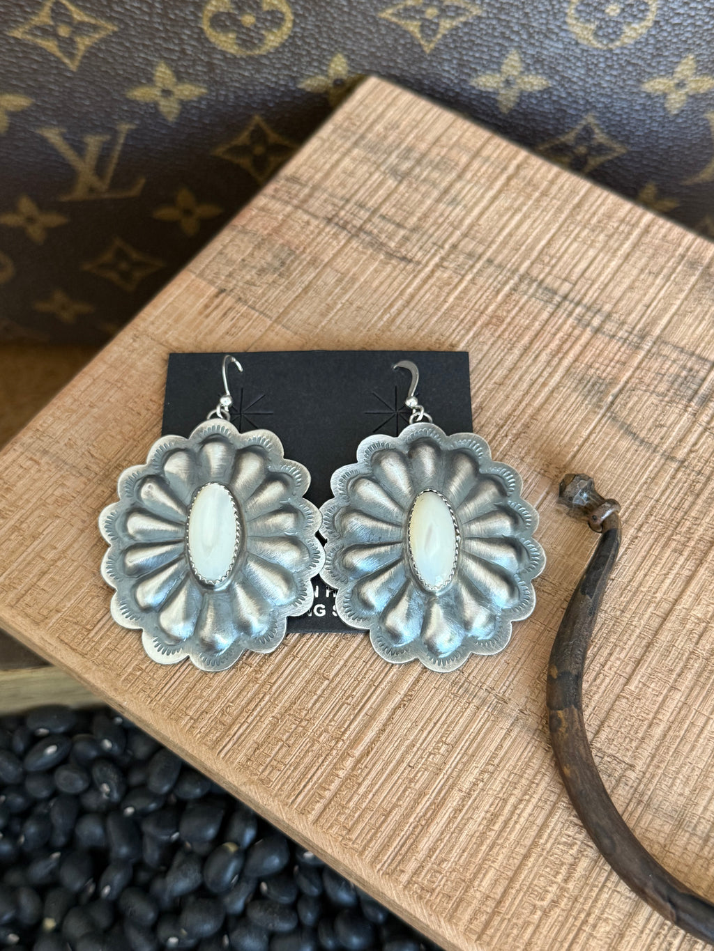 Mother of pearl concho earrings