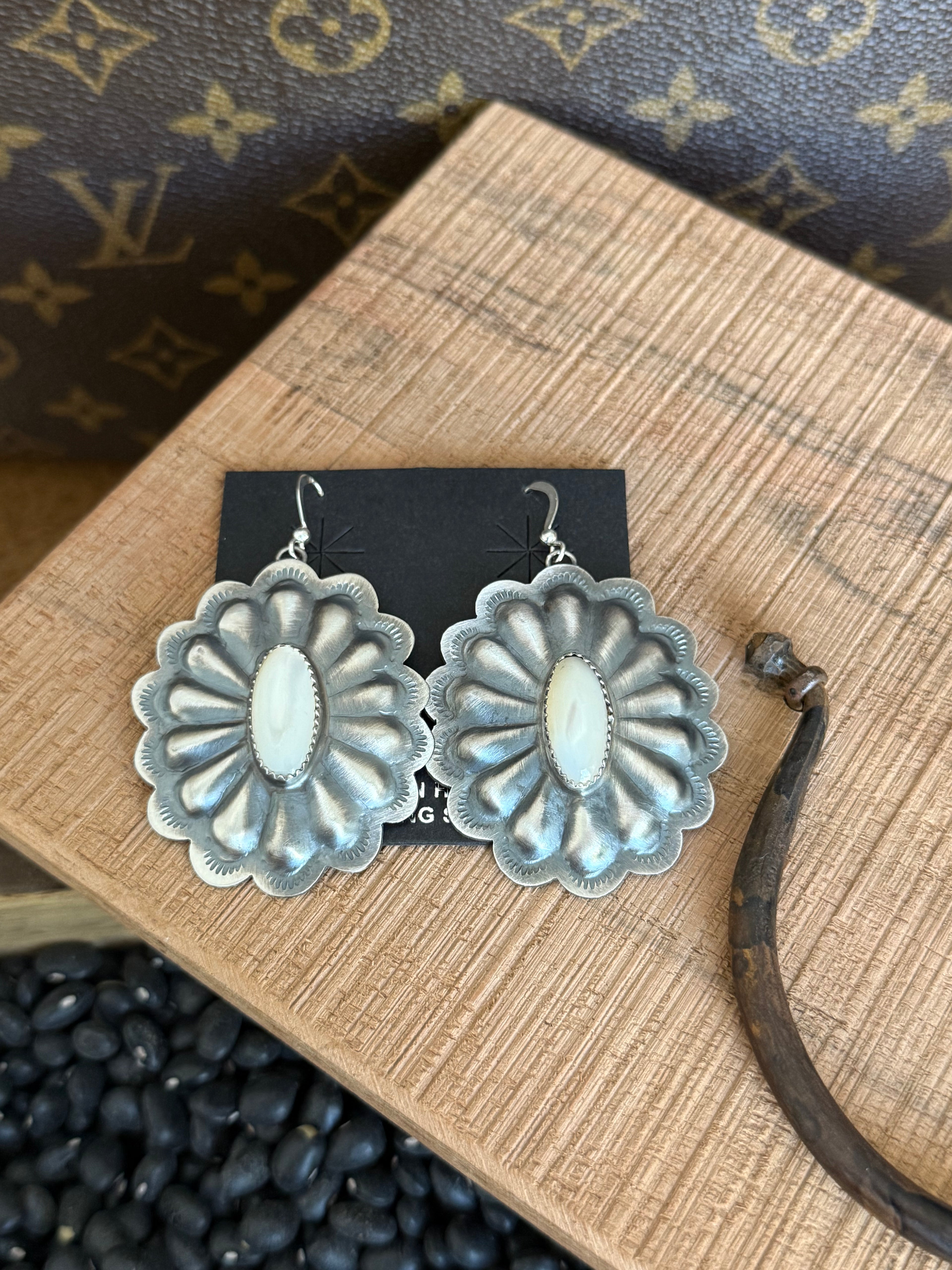Mother of pearl concho earrings