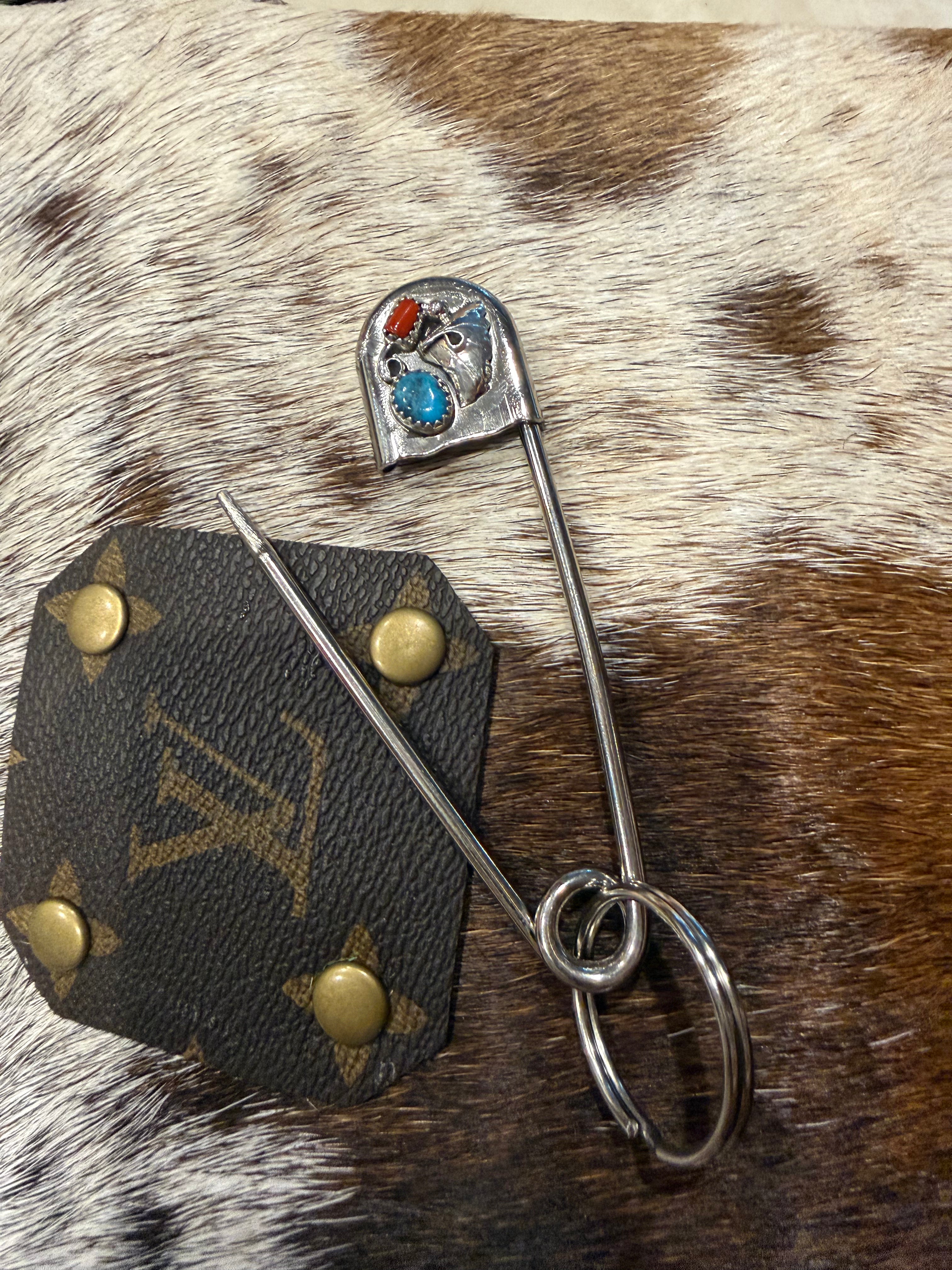 Turquoise and coral keychain