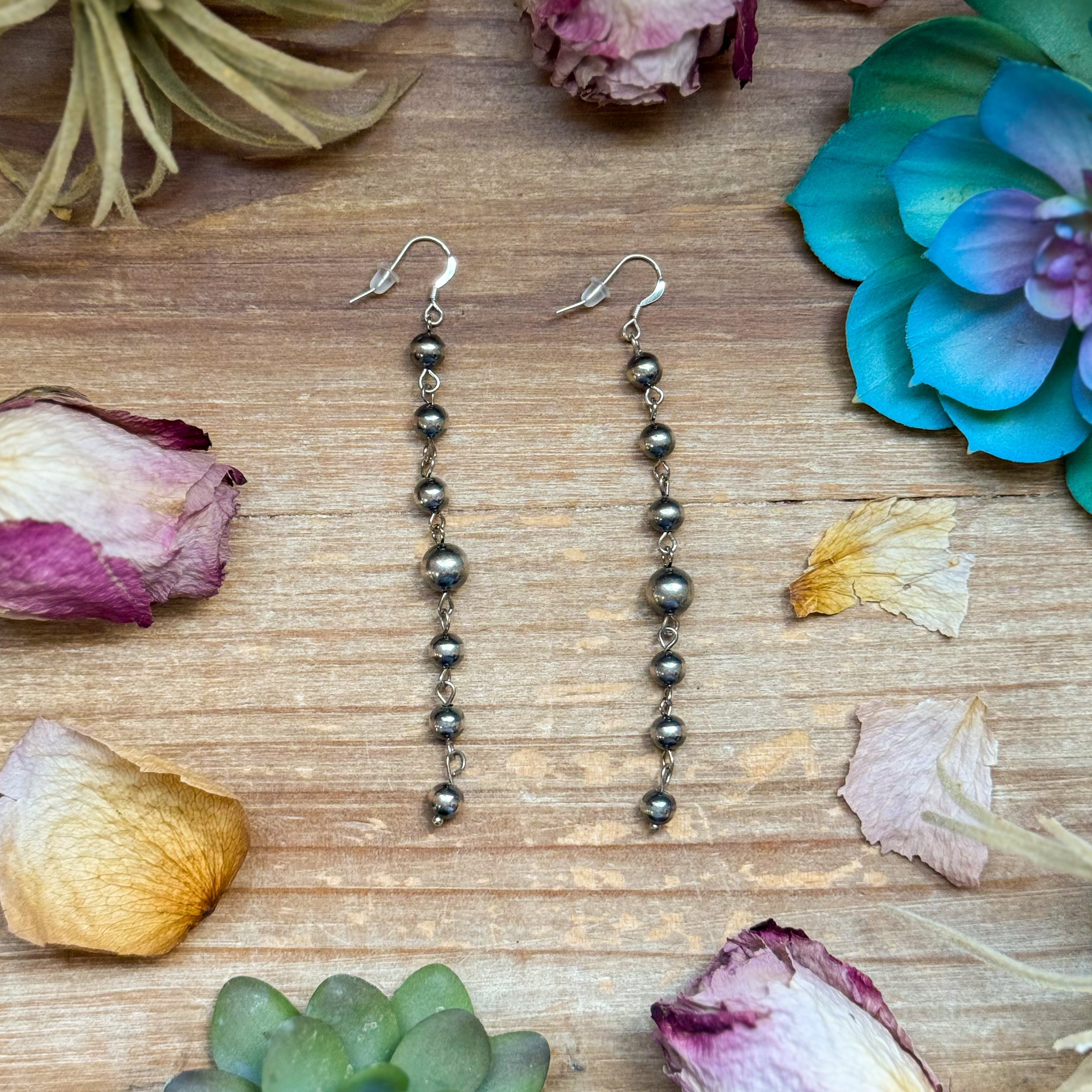 All Sterling Silver Pearls earrings dangle simple on needle