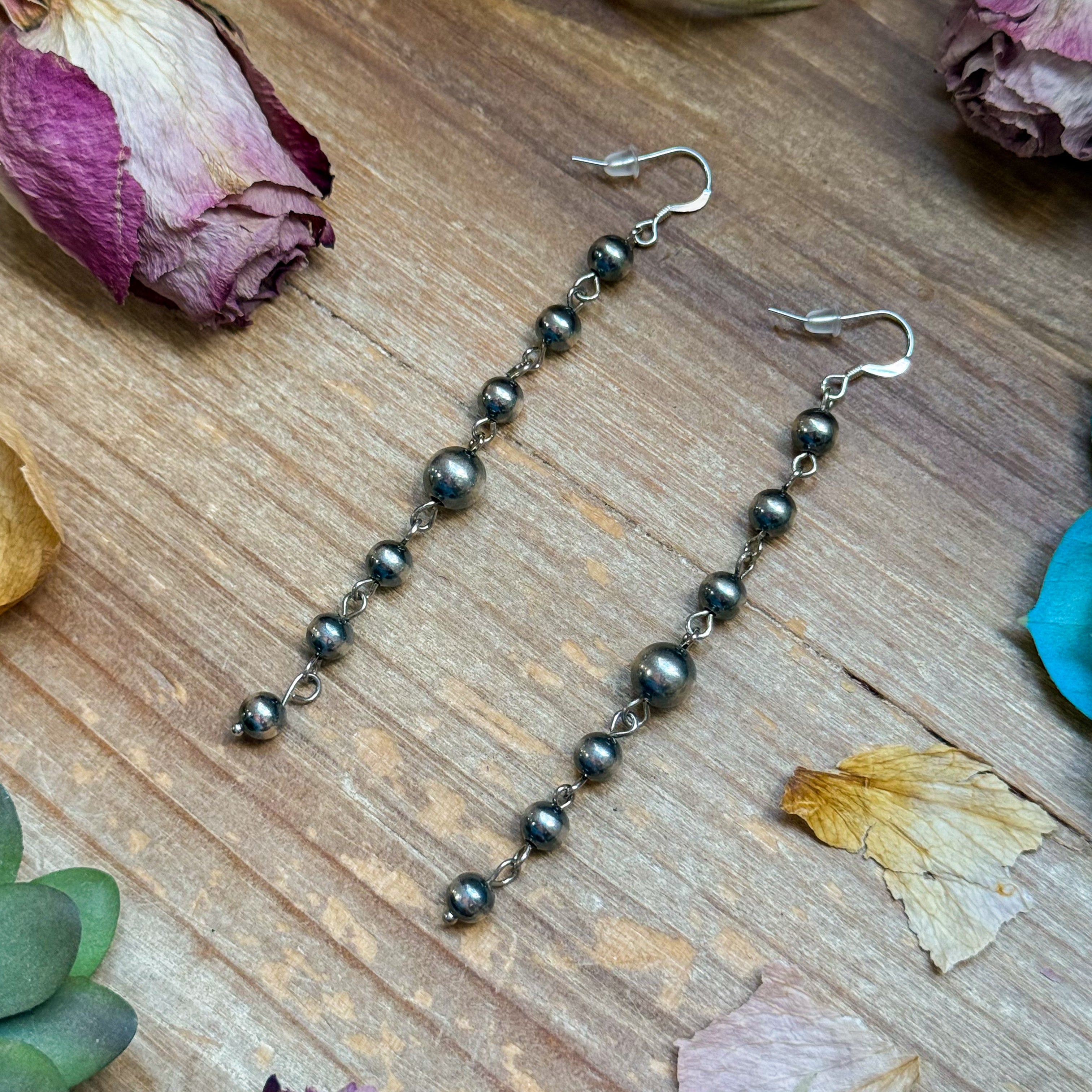 All Sterling Silver Pearls earrings dangle simple on needle