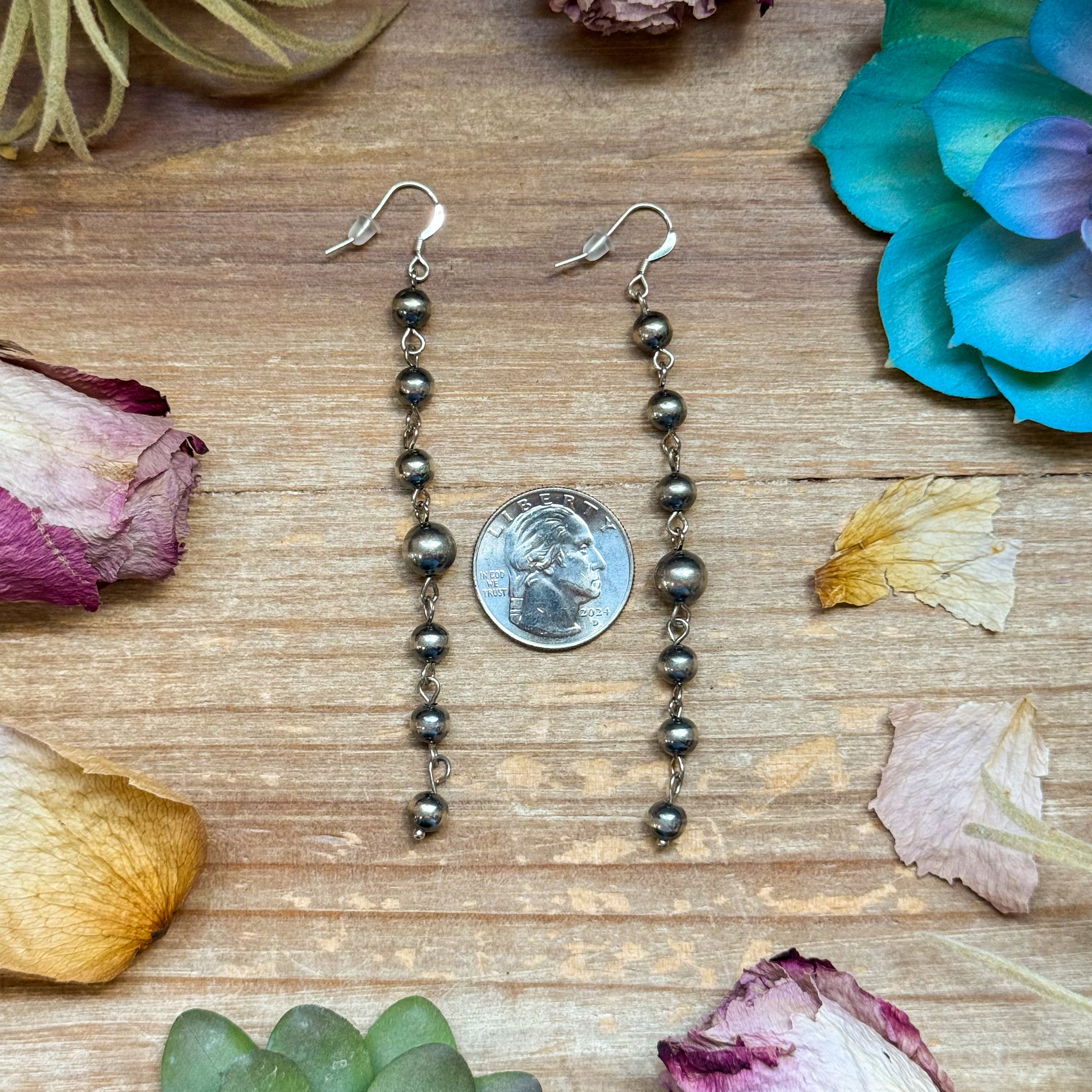 All Sterling Silver Pearls earrings dangle simple on needle