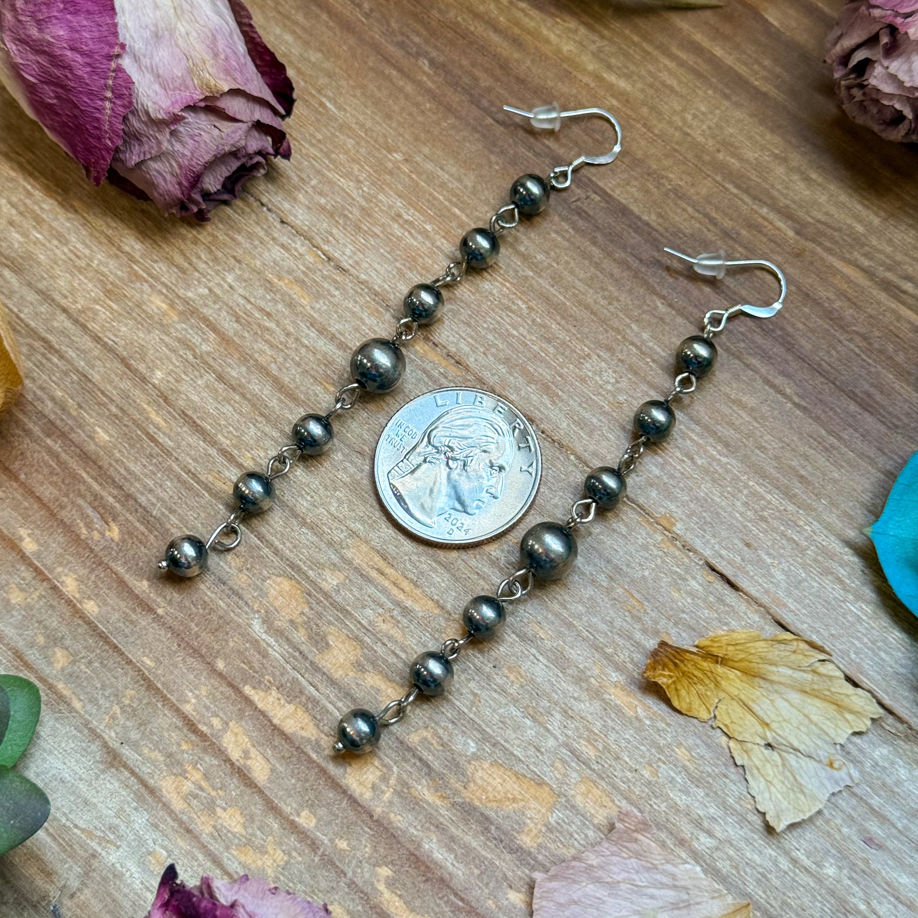 All Sterling Silver Pearls earrings dangle simple on needle