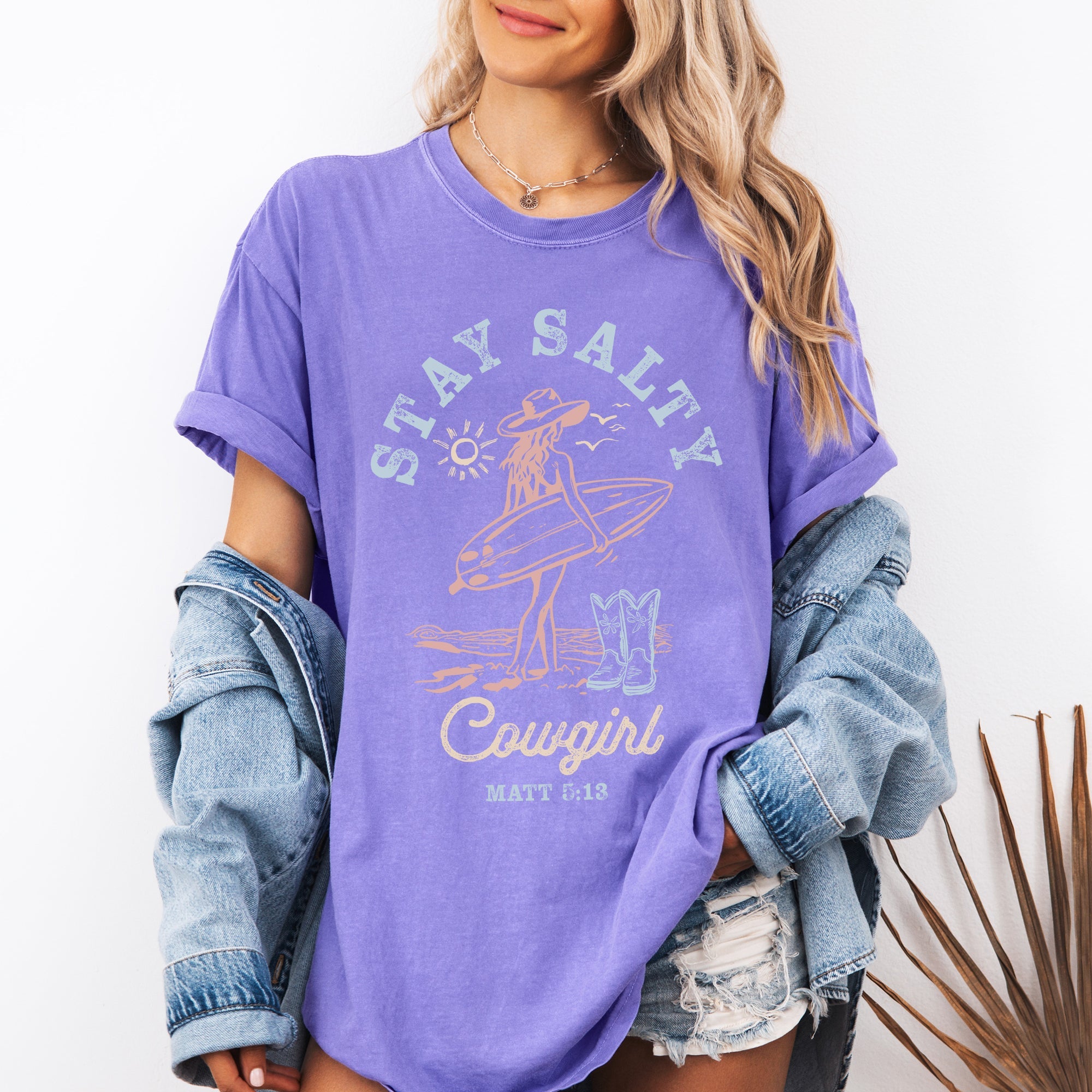 Stay Salty Cowgirl, Matthew, Faith, Religious, Gospel, Beach, Summer, Comfort Colors T-Shirt